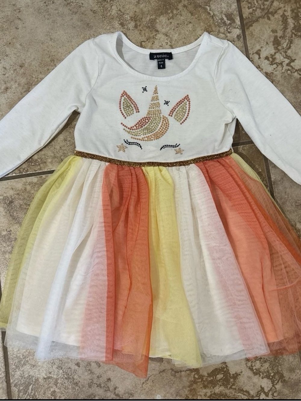 Girls Unicorn Tulle Dress Size 4